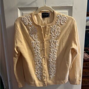 Cream/Butter Yellow Vintage Beaded Cardigan